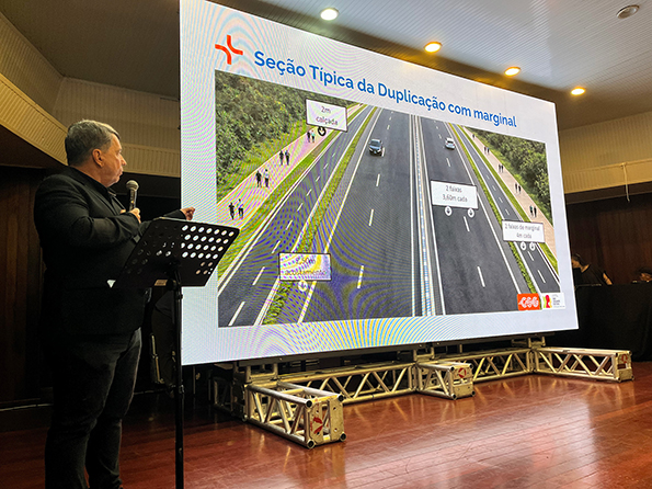 Marcos Gruba, diretor de Investimentos da CSG, apresentou os detalhes da obra de duplicação da ERS-122. Foto: Cassiano Farina/Divulgação